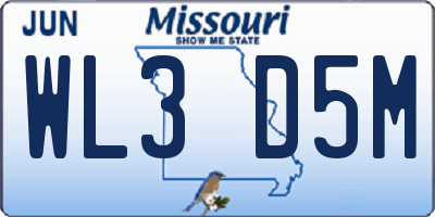 MO license plate WL3D5M