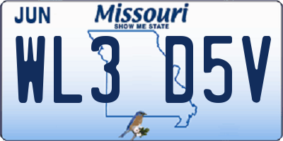 MO license plate WL3D5V