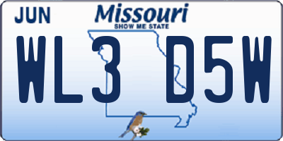 MO license plate WL3D5W