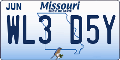 MO license plate WL3D5Y