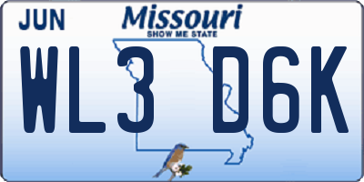 MO license plate WL3D6K