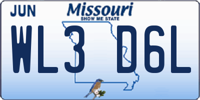 MO license plate WL3D6L