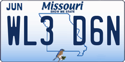 MO license plate WL3D6N
