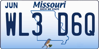 MO license plate WL3D6Q