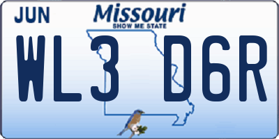 MO license plate WL3D6R