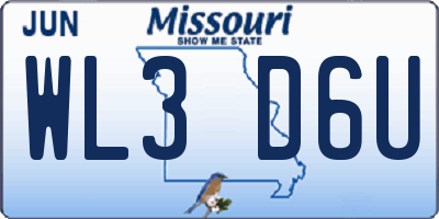 MO license plate WL3D6U