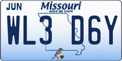 MO license plate WL3D6Y