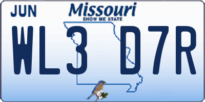 MO license plate WL3D7R