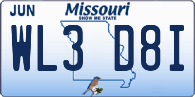 MO license plate WL3D8I