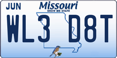 MO license plate WL3D8T