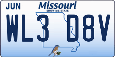 MO license plate WL3D8V