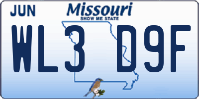 MO license plate WL3D9F