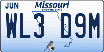MO license plate WL3D9M