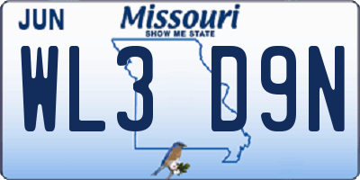 MO license plate WL3D9N