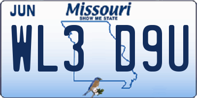 MO license plate WL3D9U