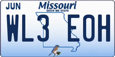 MO license plate WL3E0H