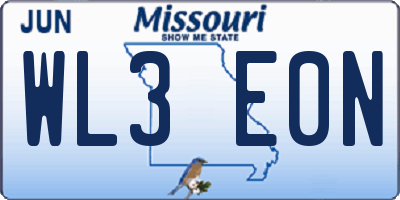 MO license plate WL3E0N
