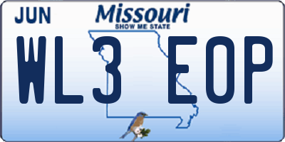 MO license plate WL3E0P