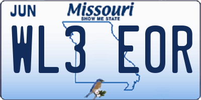 MO license plate WL3E0R