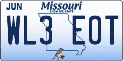 MO license plate WL3E0T