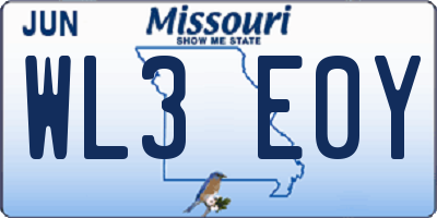 MO license plate WL3E0Y