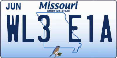 MO license plate WL3E1A