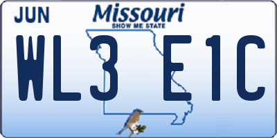 MO license plate WL3E1C
