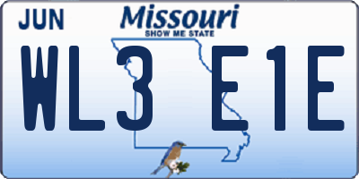 MO license plate WL3E1E