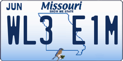 MO license plate WL3E1M