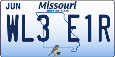 MO license plate WL3E1R
