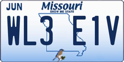 MO license plate WL3E1V