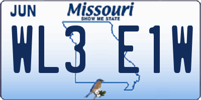 MO license plate WL3E1W