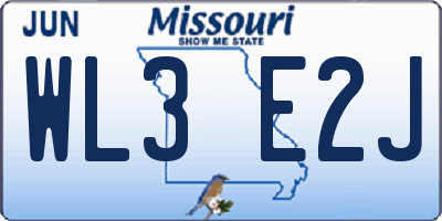 MO license plate WL3E2J