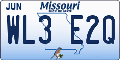 MO license plate WL3E2Q