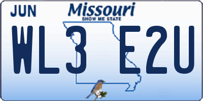 MO license plate WL3E2U