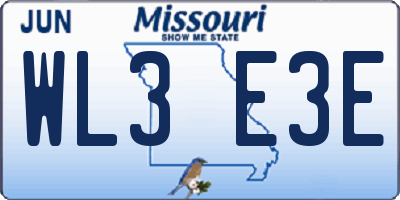 MO license plate WL3E3E