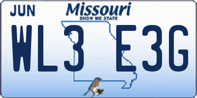 MO license plate WL3E3G