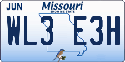 MO license plate WL3E3H