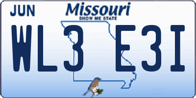MO license plate WL3E3I