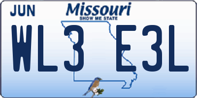 MO license plate WL3E3L