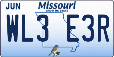 MO license plate WL3E3R
