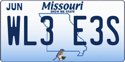 MO license plate WL3E3S