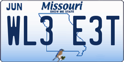 MO license plate WL3E3T