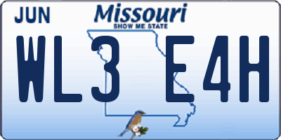 MO license plate WL3E4H