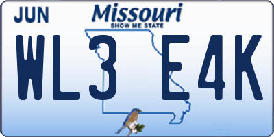 MO license plate WL3E4K