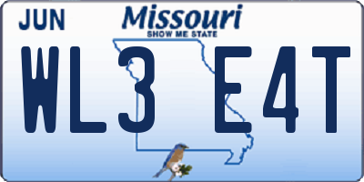 MO license plate WL3E4T