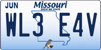 MO license plate WL3E4V