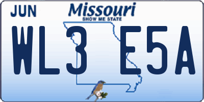 MO license plate WL3E5A