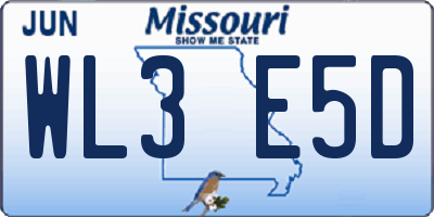 MO license plate WL3E5D
