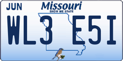 MO license plate WL3E5I